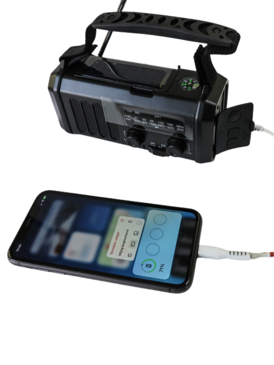Noodradio met Oplader, Zonnepaneel en Zaklamp