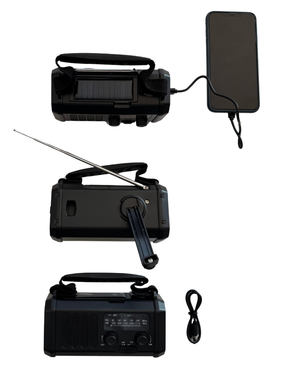 Noodradio met Oplader, Zonnepaneel en Zaklamp